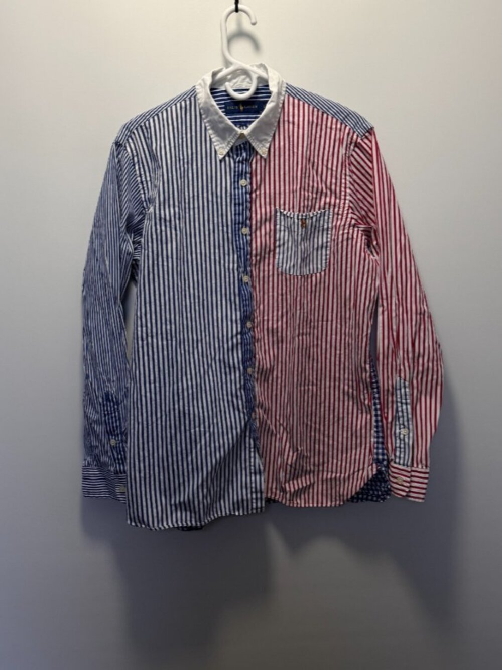 RALPH LAUREN Men's Fun Shirt Mixed Stripe Gingham Button Down Size L